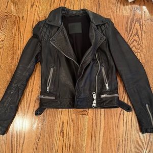 All Saints Black Leather Jacket Size 4